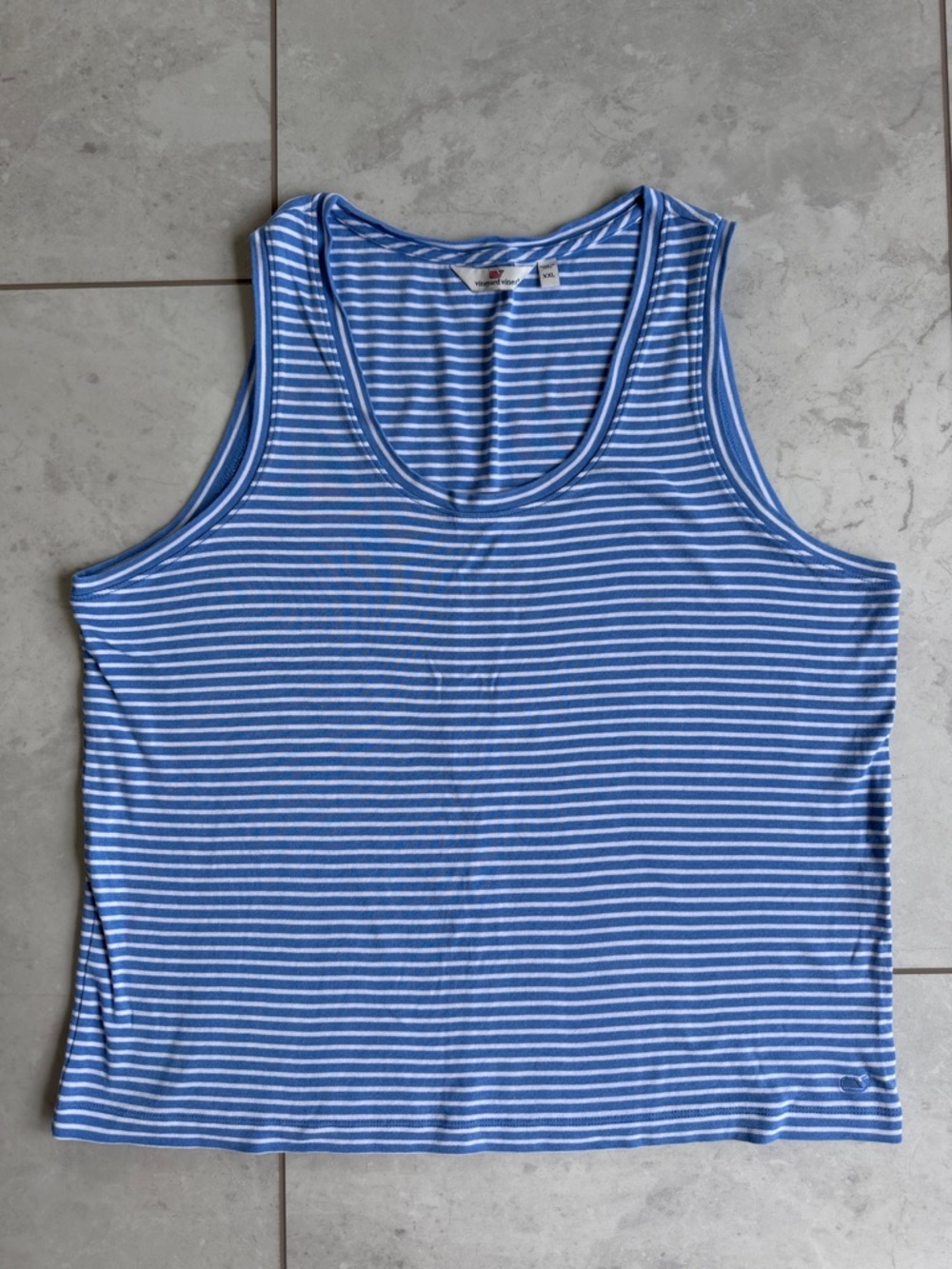 Vineyard Vines Light Blue and White Striped Tank soft cotton size XXL